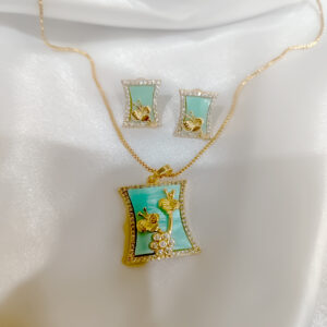 Green Enamel Pendant Set