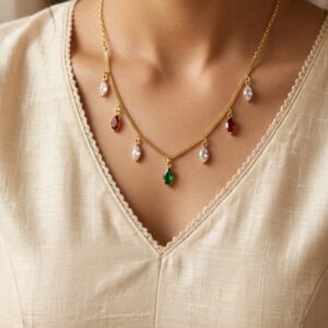 Emerald Ruby Charm Necklace