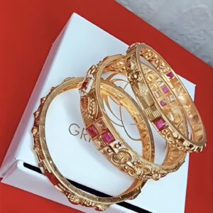 Royal Ruby Heritage Bangle (3 Set Of The Bangles For The Both Hands)